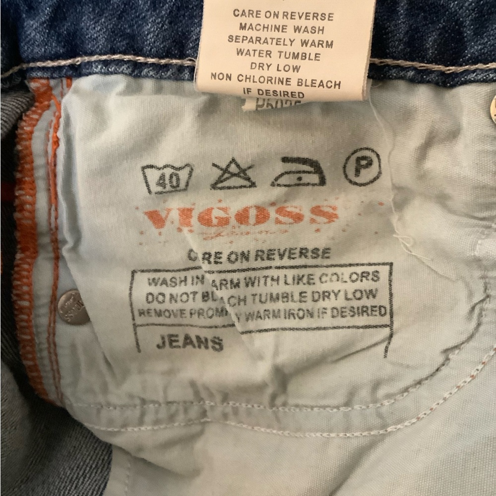 VIGOSS straight leg Distressed Pink Label Jeans Sz 3/4 Great Wash - Picture 7 of 9